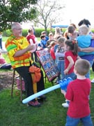 Making balloon animals Making balloon animals